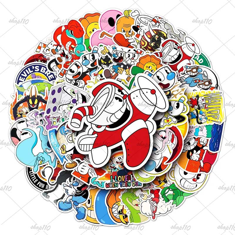 Party Games Baby Shower - Cuphead Sticker Boy Game Gift Birthday