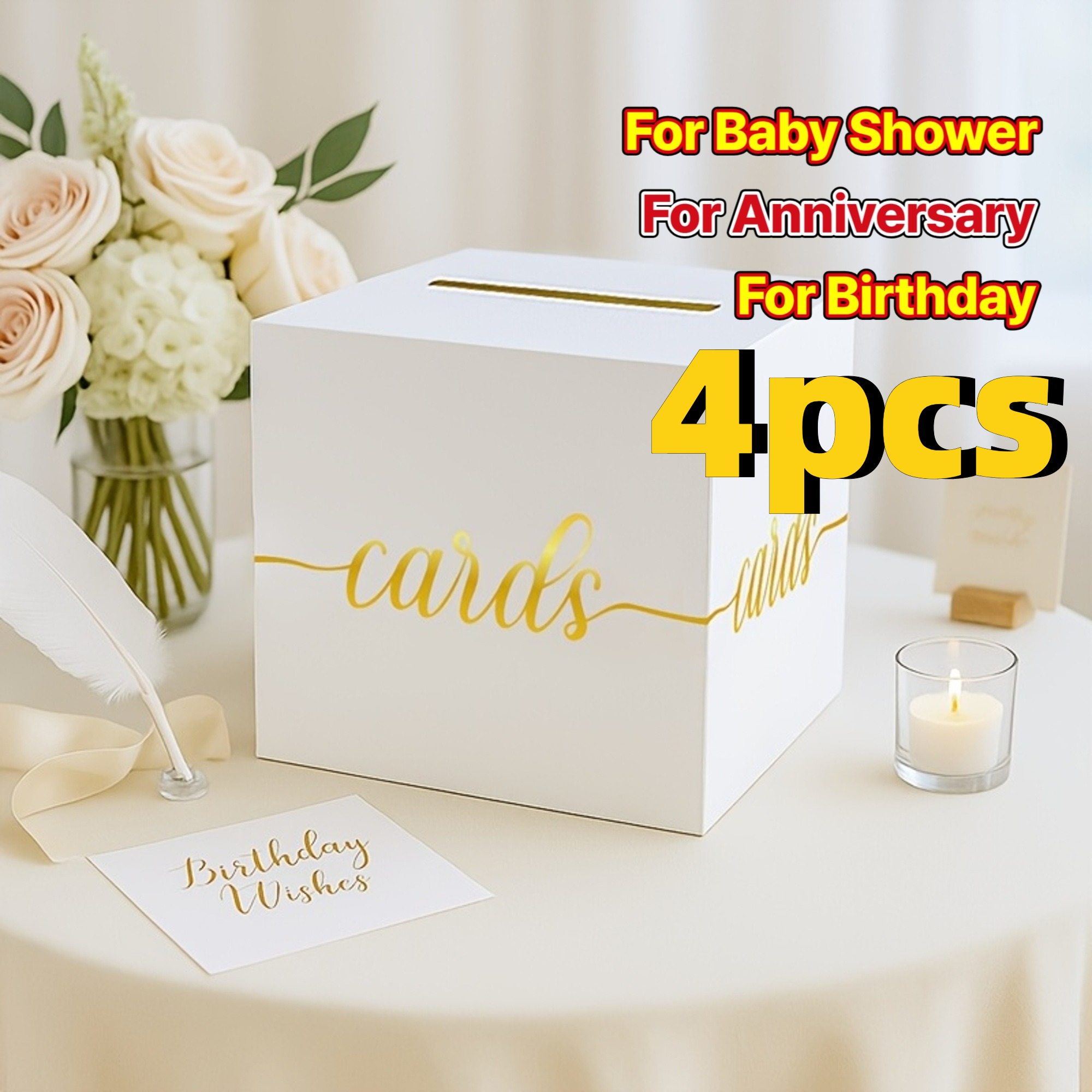 4pcs White Wedding Card with G - Party Games Baby Shower recensione e prezzo